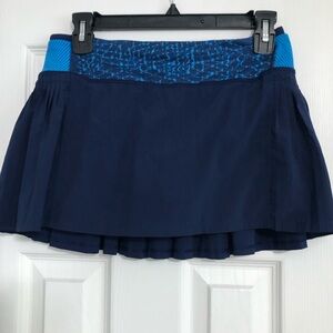 Lululemon time to shine pleated blue‎ skirt shorts underneath women’s size 4